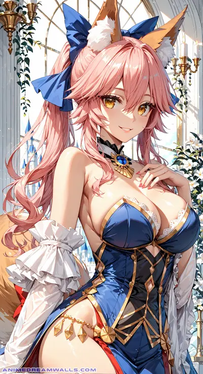 Tamamo no Mae from Fate Series EXTRA, 1465x2688 2K FHD Wallpaper